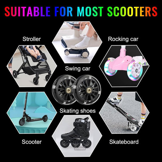 Lichtgevende step-wielen, 2 stuks, 120 mm, stuntstepbanden met led-lichtwielen, stille reservewielen voor stepwielen met ABEC-7 kogellagers, voor stuntsteppen en kickscooter (zwart)
