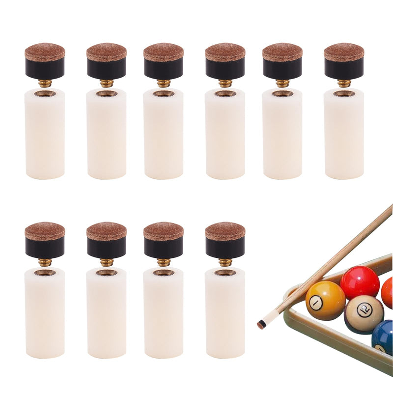 Laad afbeelding in Galerijviewer, 10 sets schroeftips voor zwembadkeer, vervanging van 10 mm, vervanging voor snoeppunten, harde lederen snookertips en plastic zwembadkeu stokhulzen, biljartaccessoires voor zwembad, vrije tijd
