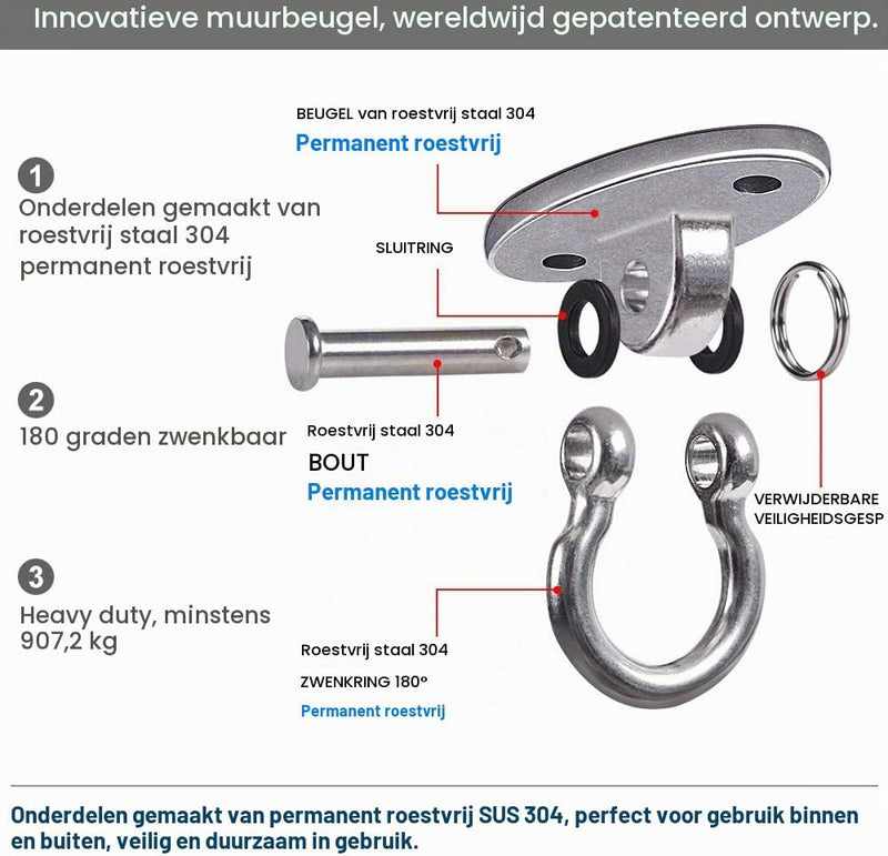 Carica immagine in Galleria Viewer, Plafond ophangbeugel van roestvrij staal met gesloten U-ring voor schommels en hangmatten – plafondhaak – bokszakbevestiging
