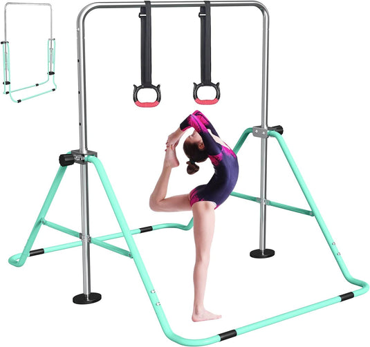 Opvouwbare gymnastiekstang voor kinderen met verstelbare hoogte en mat – turnrek – trainingsstang