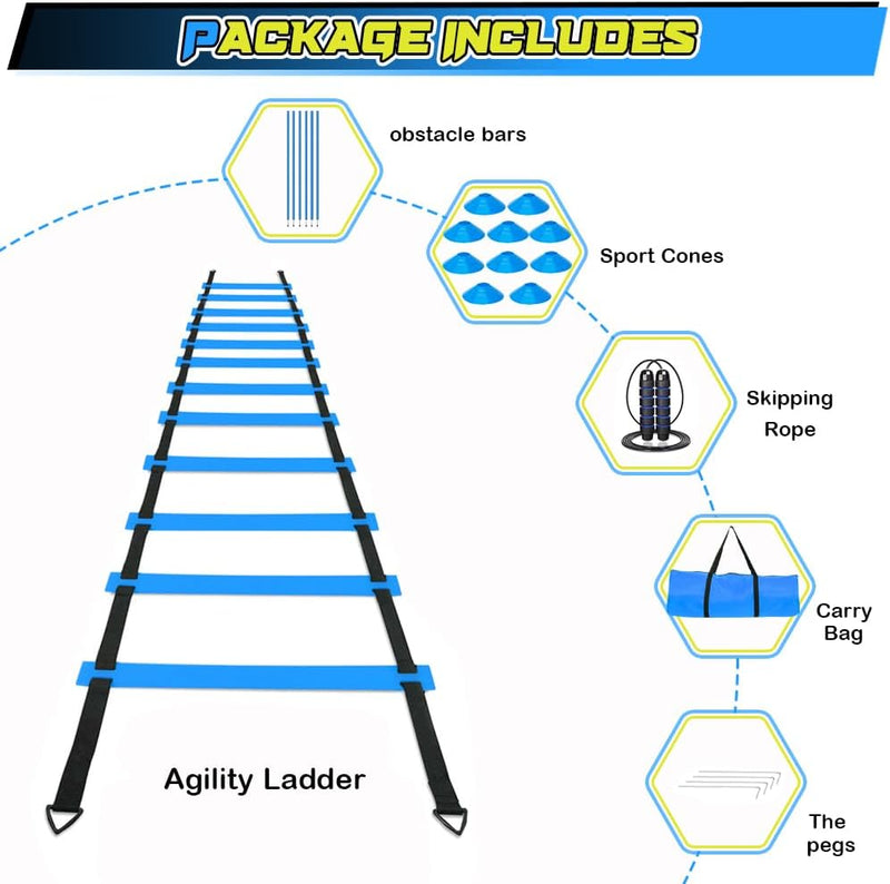 Chargez l'image dans la visionneuse de la galerie, Voetbal trainingsset met 6 m coördinatieladder 10 pionnen en 6 slalompalen – agility set – voetbaltraining
