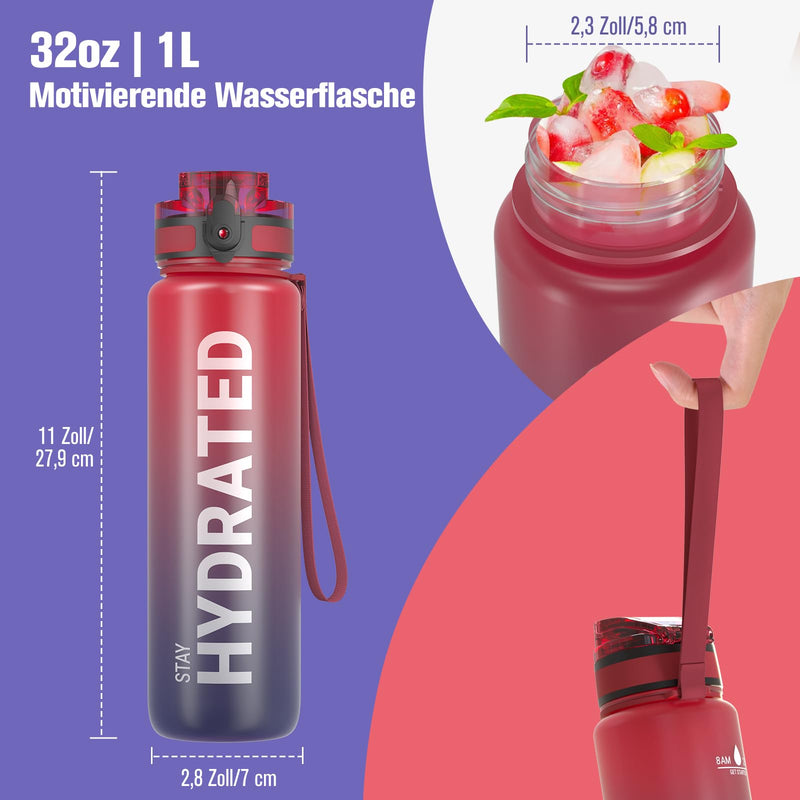 Laden Sie das Bild in Galerie -Viewer, Drinkfles 750 ml BPA-vrij met tijdmarkeringen en lekvrije dop – waterfles – sportfles
