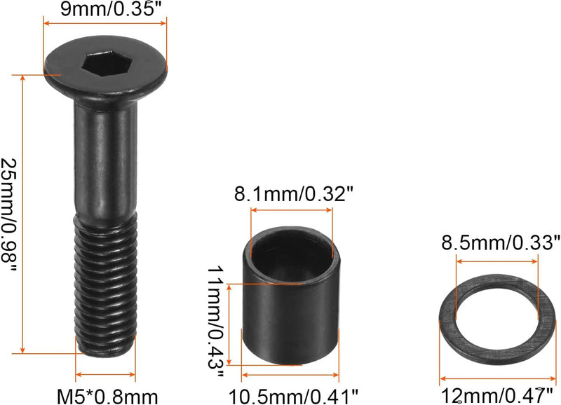 Załaduj obraz do przeglądarki galerii, Skateboard hardware set met 25 mm schroeven moeren spacers en washers – 40-delig – skate accessoires
