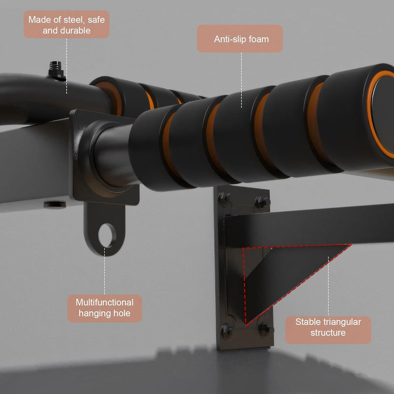 Laad afbeelding in Galerijviewer, Optrekstang voor deurkozijn 50-85 cm zonder boren tot 200 kg – pull-up bar – krachttraining
