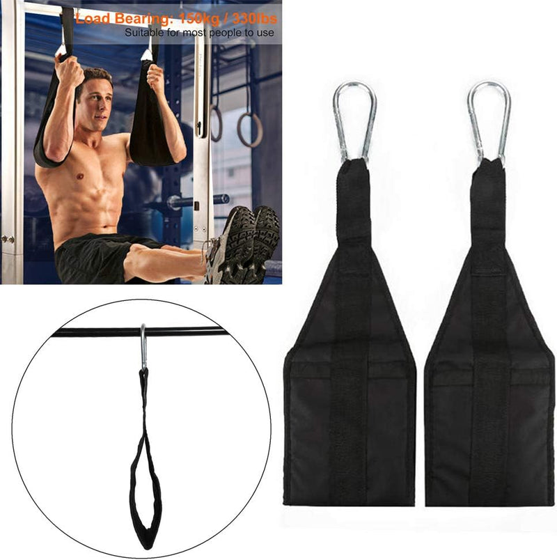Load image into Gallery viewer, Ab straps voor optrekstang met gevoerde armlussen en karabijnhaken tot 150 kg – buikspiertrainer – core straps
