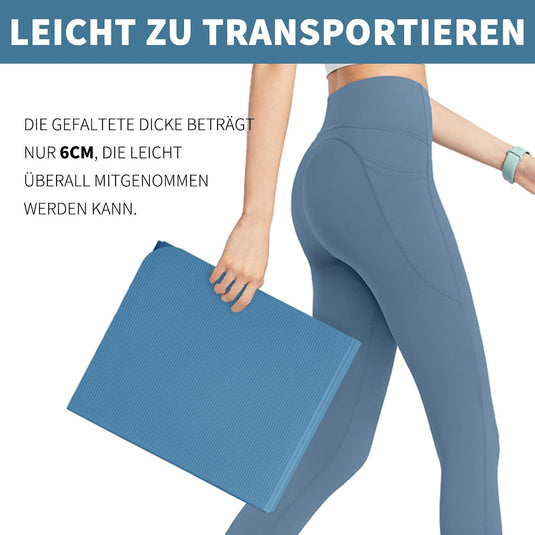 Opvouwbare yogamat TPE antislip 6 mm blauw