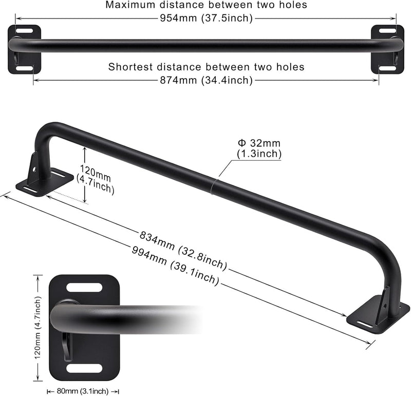 Laden Sie das Bild in Galerie -Viewer, Wandgemonteerde optrekstang met 4 gripposities en accessoireringen tot 227 kg – pull-up bar – krachttraining
