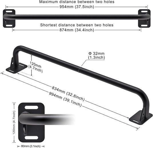 Wandgemonteerde optrekstang met 4 gripposities en accessoireringen tot 227 kg – pull-up bar – krachttraining