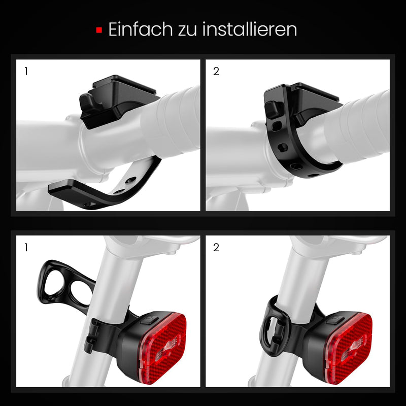 Laden Sie das Bild in Galerie -Viewer, Oplaadbare fietsverlichting set met voorlicht en achterlicht met remsensor – fietslamp – LED fietslicht
