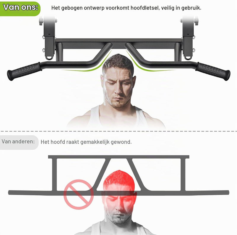 Chargez l'image dans la visionneuse de la galerie, Optrekstang voor plafondmontage met 4 gripposities tot 227 kg – pull-up bar – krachttraining
