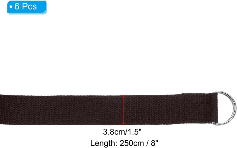Załaduj obraz do przeglądarki galerii, Yogariemen 6 stuks 180 x 3,8 cm van katoen met D-ring bruin – stretchbanden – yoga pilates accessoires
