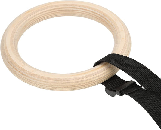 Anneaux de gymnastique en bois, 2 pièces, en bouleau avec sangles de suspension réglables – anneaux de gymnastique – calisthénie