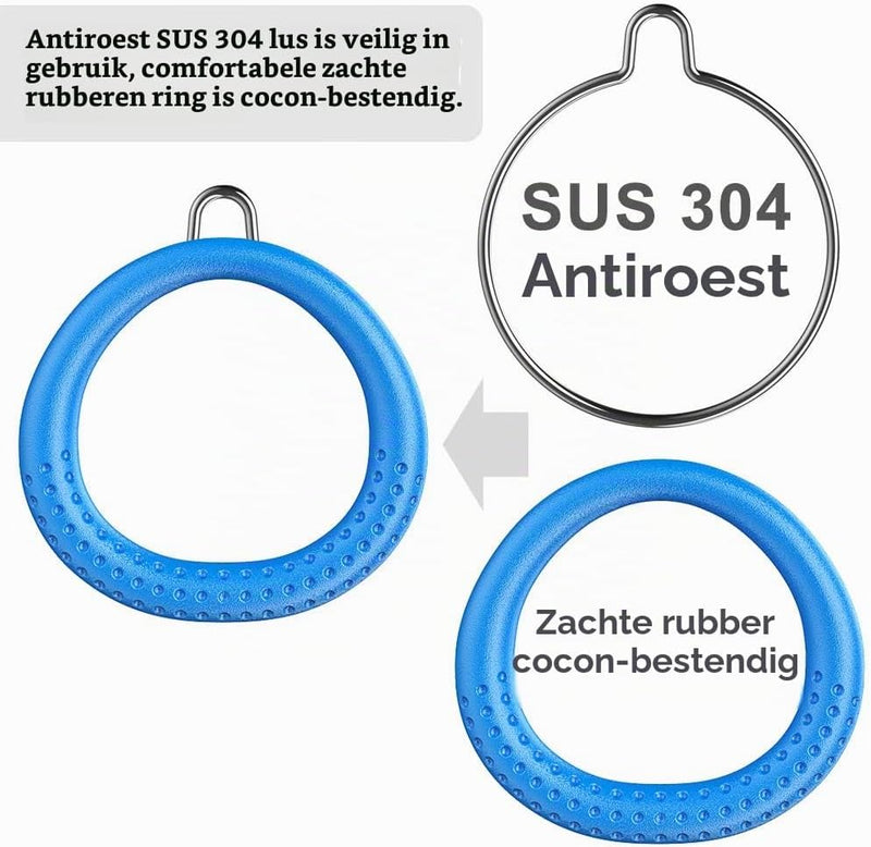 Load image into Gallery viewer, Trapeze ringen 2 stuks met karabijnhaken voor klimrek en schommel – monkey bars – speeltoestel accessoires
