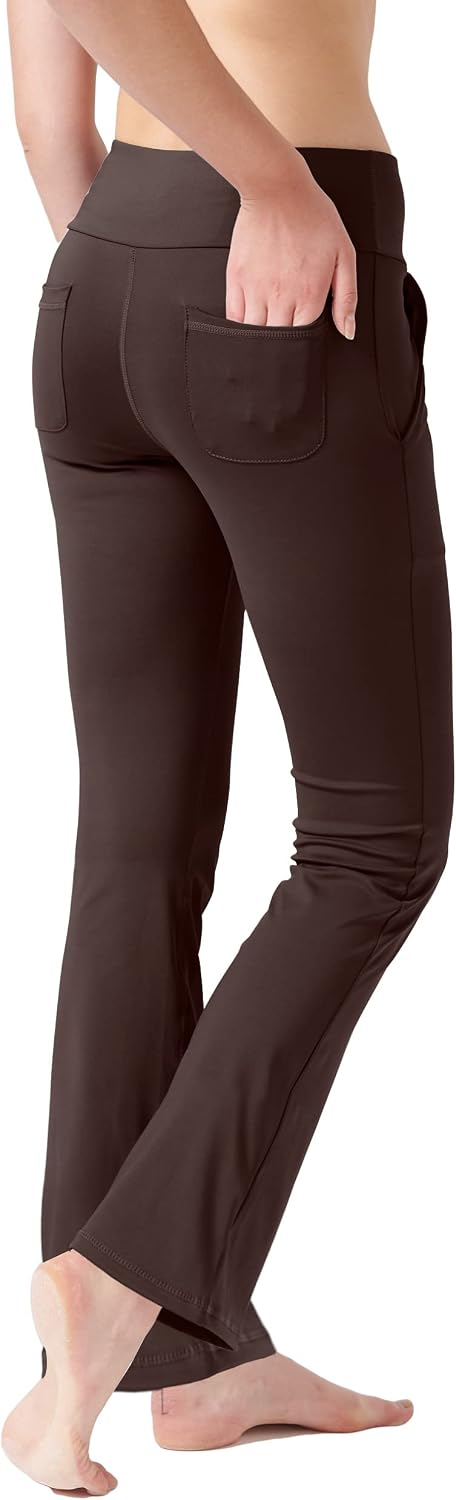 LaiEr Yogabroek Voor Dames Met 4 zakken Hoge Taille Werkbroek 4-way Stretch Tummy Control Lange Flare Broek