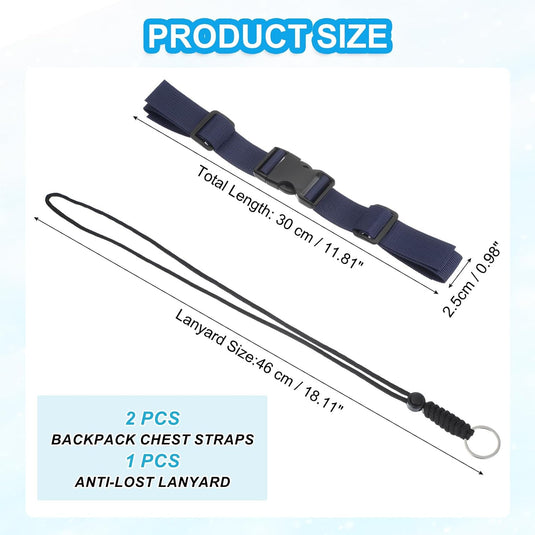 Verstelbare rugzak borstband set met snelgesp en veiligheidskoord – borstriem – outdoor accessoires