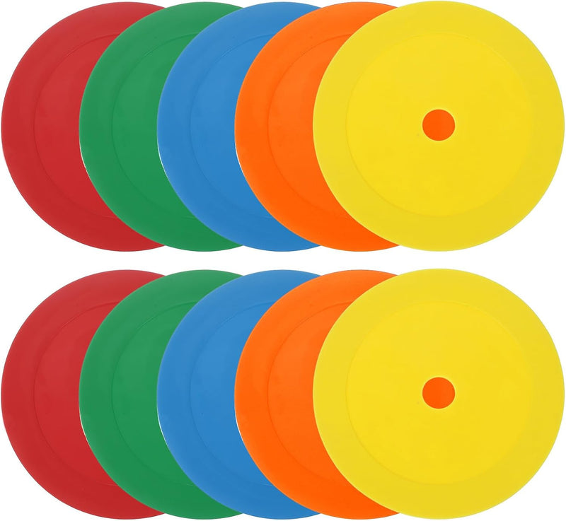 Carica immagine in Galleria Viewer, Vloermarkers 10 stuks 15,5 cm antislip wit – platte trainingskegels – voetbal basketbal accessoires
