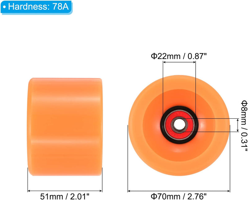 Chargez l'image dans la visionneuse de la galerie, Longboard wielen 70 x 51 mm 78A met ABEC-9 lagers 4 stuks blauw – cruiser skateboard wielen

