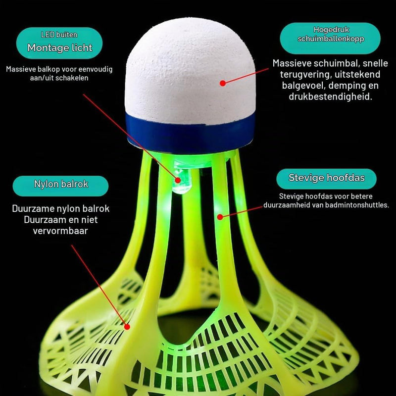 Charger l’image dans la visionneuse de galerie, Volants de badminton à LED, lot de 12 en nylon avec lumière rouge et verte pour jouer le soir – volants lumineux – volants de badminton
