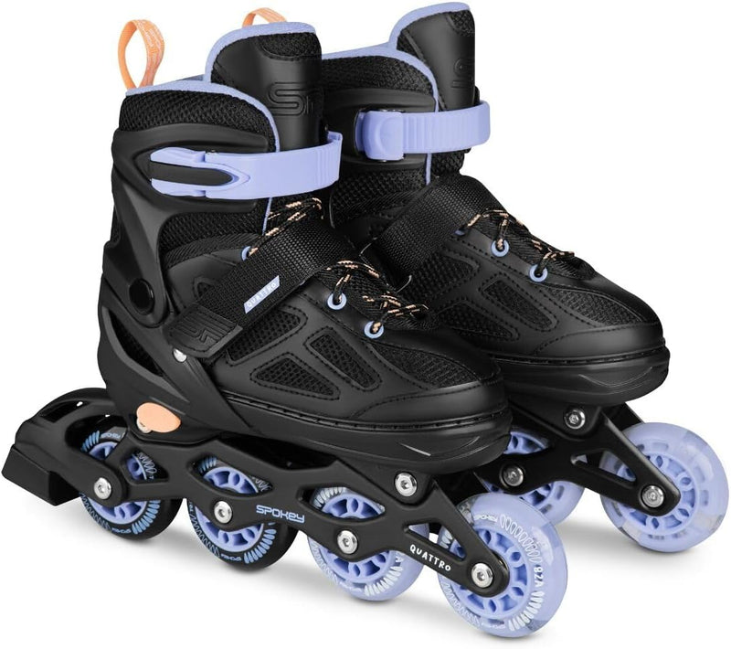 Load image into Gallery viewer, Verstelbare 4-in-1 skates voor kinderen – inline rolschaatsen triskates en schaatsen – zwart paars
