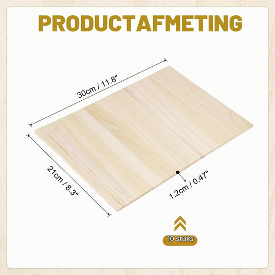 Karate breekplanken 10 stuks 30 x 20,5 cm van hout – taekwondo breaking boards – vechtsport training en demonstraties