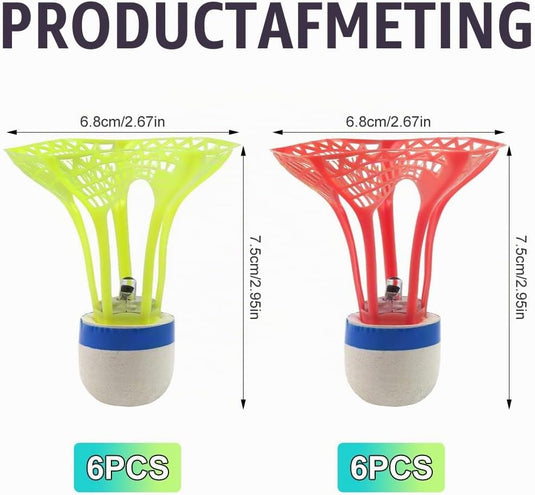 Volants de badminton à LED, lot de 12 en nylon avec lumière rouge et verte pour jouer le soir – volants lumineux – volants de badminton