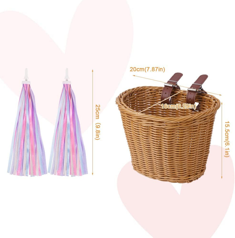 Load image into Gallery viewer, Flintronic Kinderfietsmand, handgeweven fietsmand voor kinderen, fietsmand voor meisjes, jongens, kinderen, met fietsaccessoires
