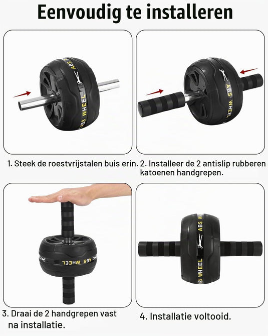 Fitness trainingsset 6-in-1 met ab roller springtouw en push-up bars – fitness set – buikspiertrainer