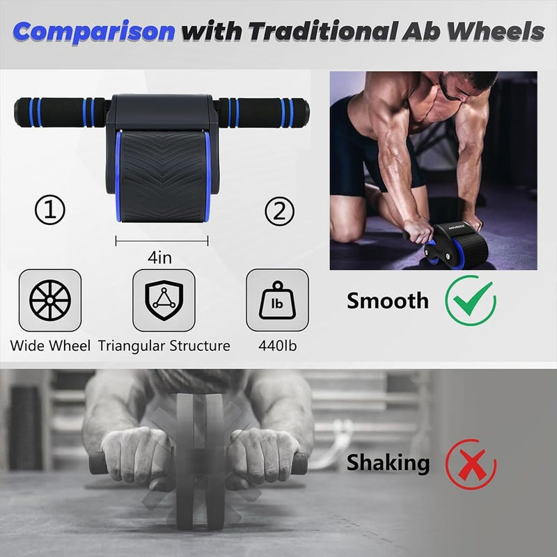 Laad afbeelding in Galerijviewer, Ab roller met automatische rebound elleboogsteun en telefoonhouder – buikspiertrainer – ab wheel
