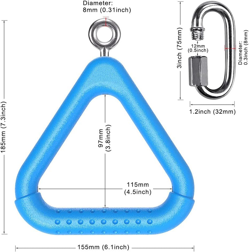Load image into Gallery viewer, Trapeze ringen 2 stuks met karabijnhaken voor klimrek en schommel – monkey bars – speeltoestel accessoires
