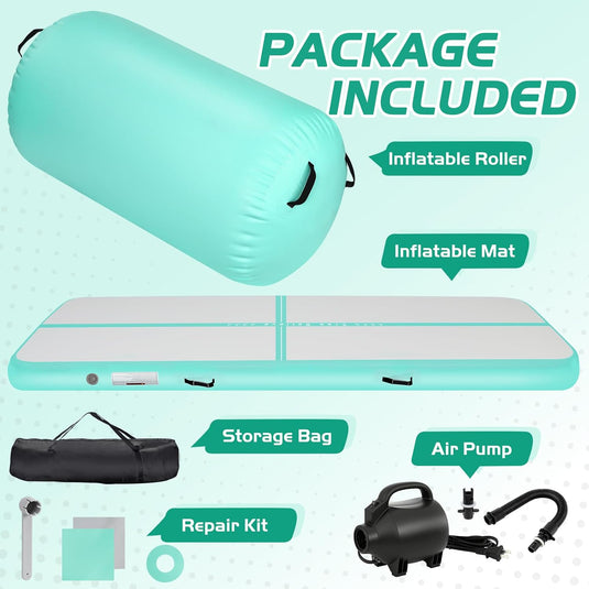Opblaasbare turnmat 3 m met air roller – 10 cm dik – gymnastiekmat met elektrische pomp voor tumbling en cheerleading
