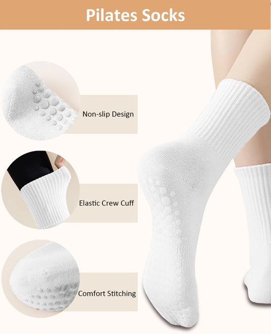 Pilates antislip sokken dames 4 paar met siliconen grip – yoga sokken – fitness sokken
