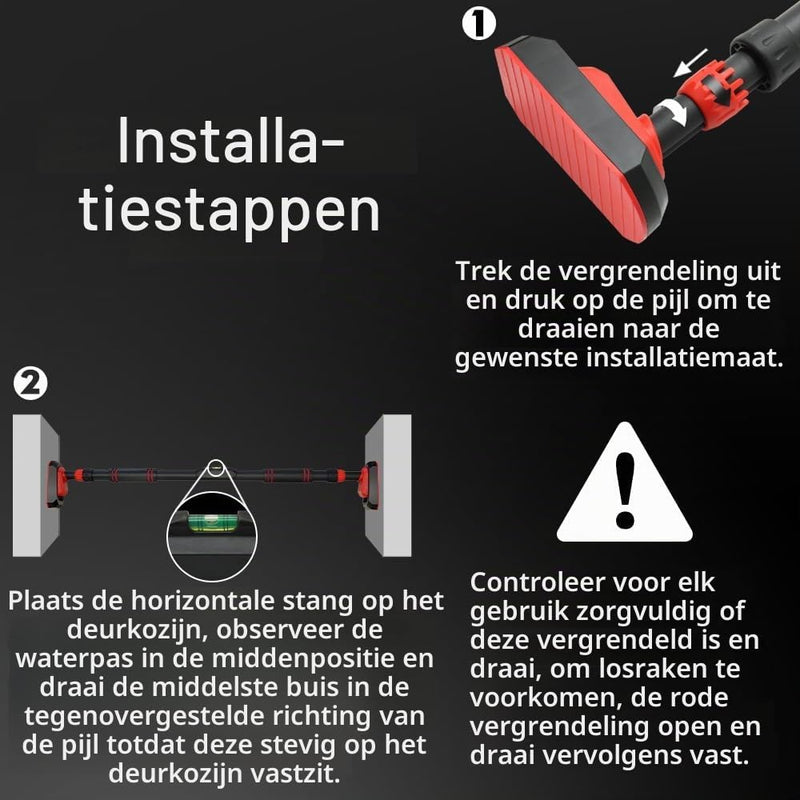 Laad afbeelding in Galerijviewer, Verstelbare optrekstang voor deurkozijn zonder boren tot 250 kg – pull-up bar – krachttraining
