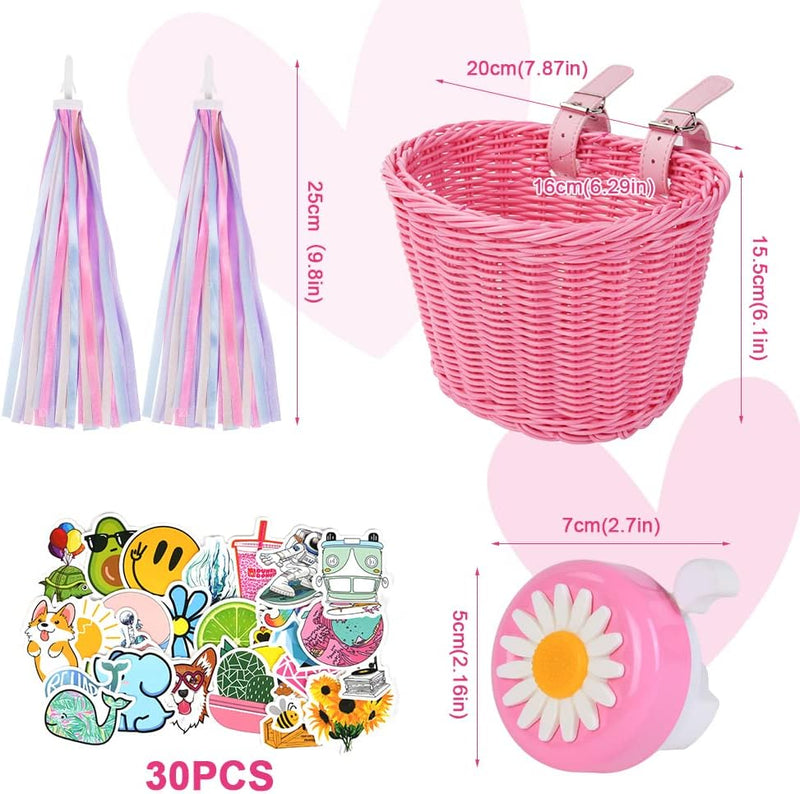 Load image into Gallery viewer, Flintronic Kinderfietsmand, handgeweven fietsmand voor kinderen, fietsmand voor meisjes, jongens, kinderen, met fietsaccessoires
