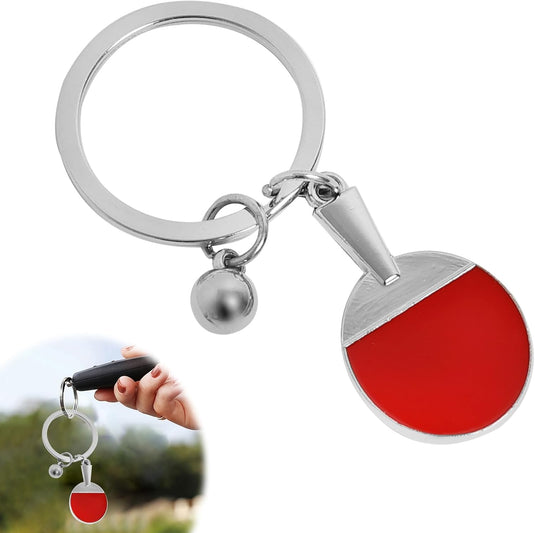 Porte-clés de tennis de table en métal avec mini raquette et anneau porte-clés solide – pendentif ping-pong – cadeau sportif