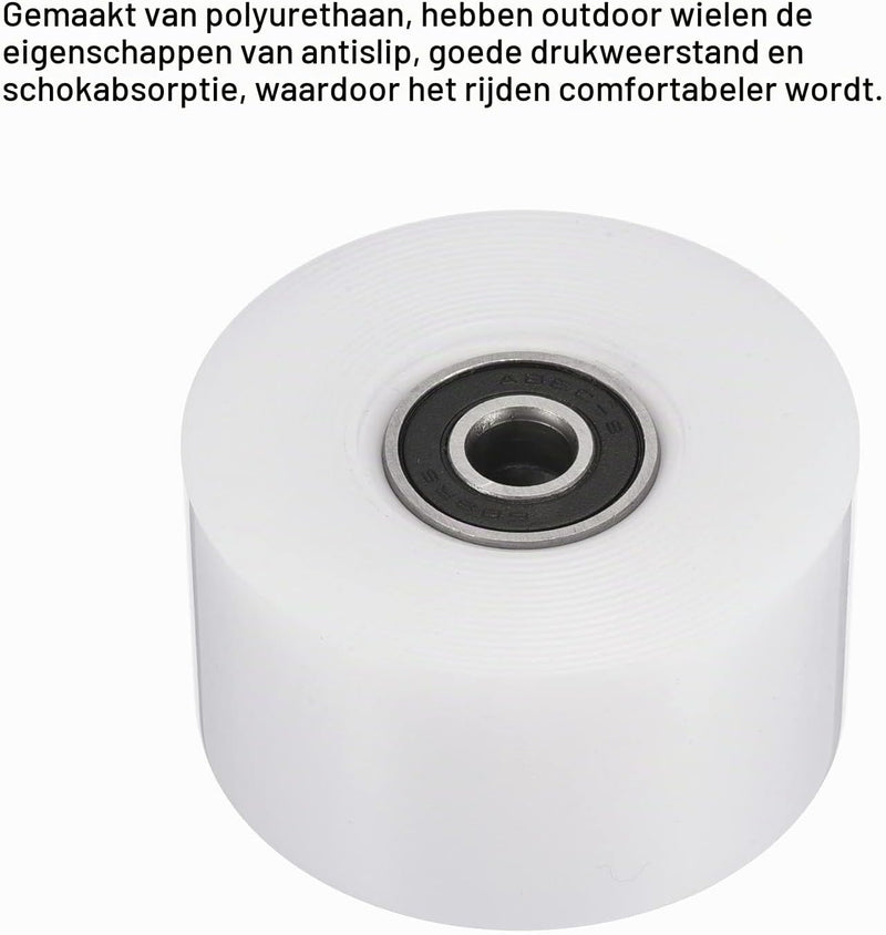 Laden Sie das Bild in Galerie -Viewer, Skateboard wielen 4 stuks 55 mm 80A wit met ABEC-9 lagers – cruiser wielen – skateboard accessoires
