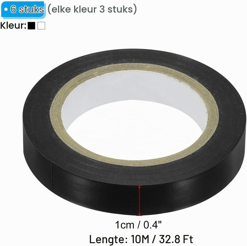 Laden Sie das Bild in Galerie -Viewer, Racket afwerktape 6 stuks 10 meter van PVC zwart-wit – grip tape – tennis badminton accessoires
