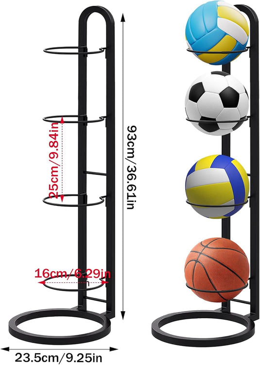 Basketbal opbergrek, balopslag garage, verwijderbare kubus voetbalstandaard, koolstofstalen basketbalstandaard, organisator verticale balrek displaystandaard, voor basketbal, voetbal, volleybal (4