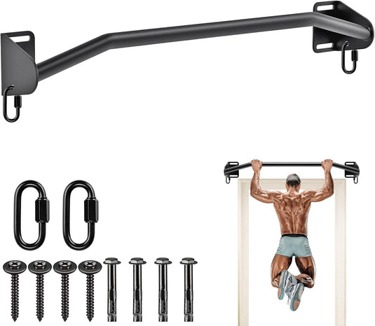 Heavy-duty optrekstang voor wand en balk tot 227 kg met accessoireringen – pull-up bar – krachttraining