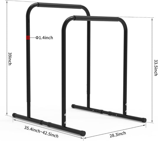 Verstelbare dip bars 87-100 cm van staal tot 136 kg – dip station – calisthenics