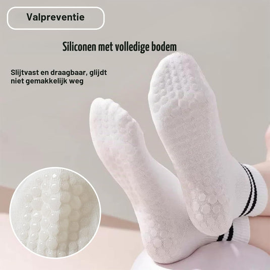 Antislip sokken dames 4 paar maat 35-40 met siliconen grip – yoga pilates trampoline sokken