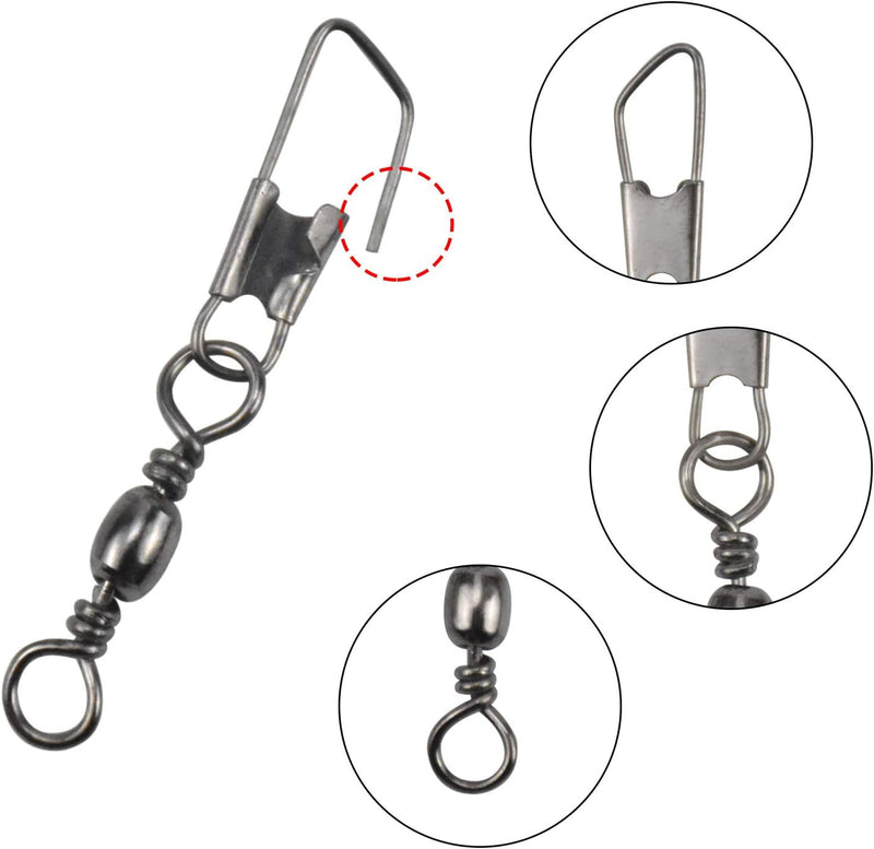 Laad afbeelding in Galerijviewer, Visserij vat Swivel met Veiligheid Snap Interlock Snaps Hoge Sterkte Tackle, Vissen Swivel Snaps Kit Solid Barrel Swivel met Safty Snap Connector Vismaat 6 # 8 # 10 # 12 # 14 # (100)
