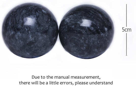 Marmeren baoding ballen 3,5 cm zwart grijs