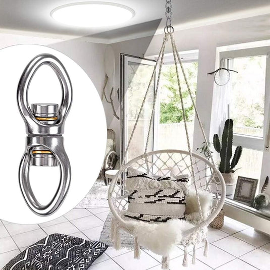 Schommelwartel 360° draaibaar – rvs ophangbeugel met lager voor hangstoel, yogaschommel, klimtouw en hangmat