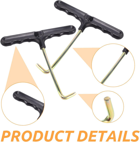 Trampoline veertrekkers 2 stuks met antislip handschoenen – T-haak veerspanner – trampoline gereedschap