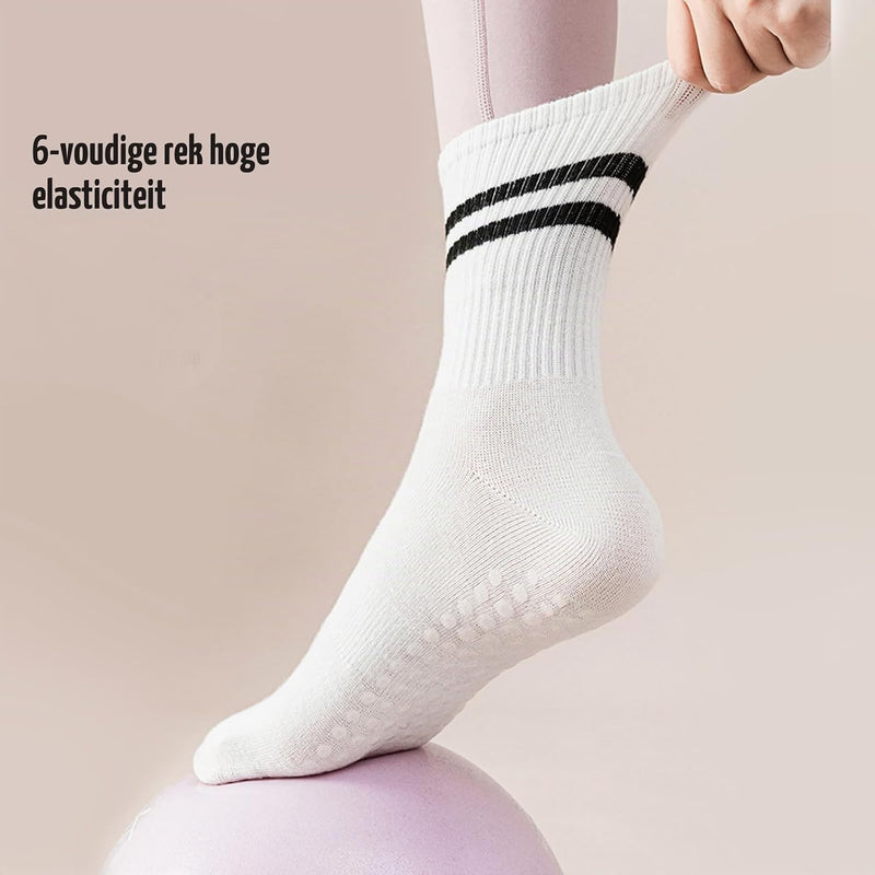 Carica immagine in Galleria Viewer, Antislip sokken dames 4 paar maat 35-40 met siliconen grip – yoga pilates trampoline sokken
