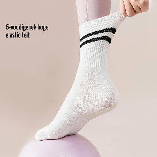 Antislip sokken dames 4 paar maat 35-40 met siliconen grip – yoga pilates trampoline sokken
