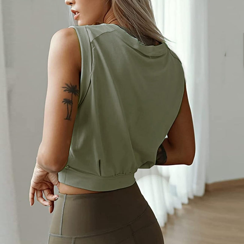 Laden Sie das Bild in Galerie -Viewer, Mouwloze crop sporttop dames losse pasvorm
