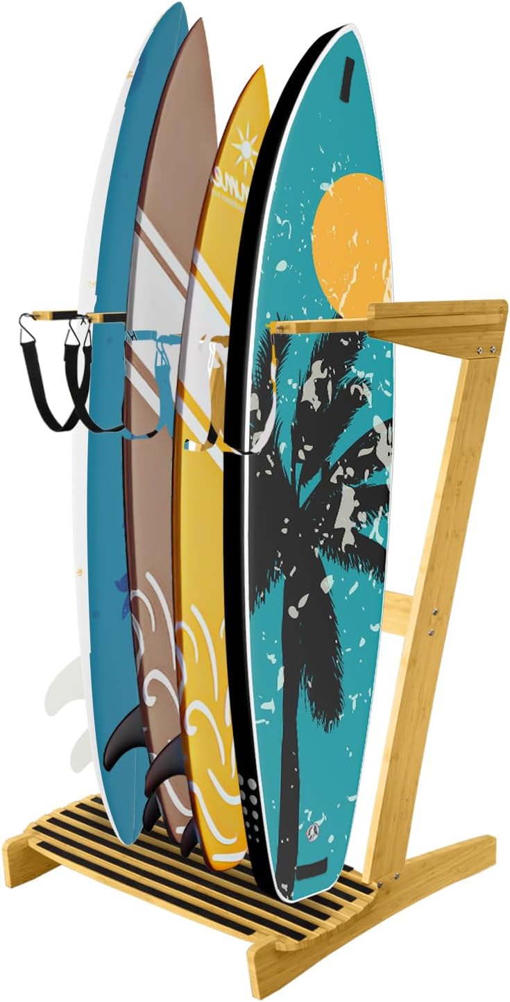 Laden Sie das Bild in Galerie -Viewer, Surfboard wandrek voor 3 boards van staal met schuimbescherming – SUP longboard surfplank houder
