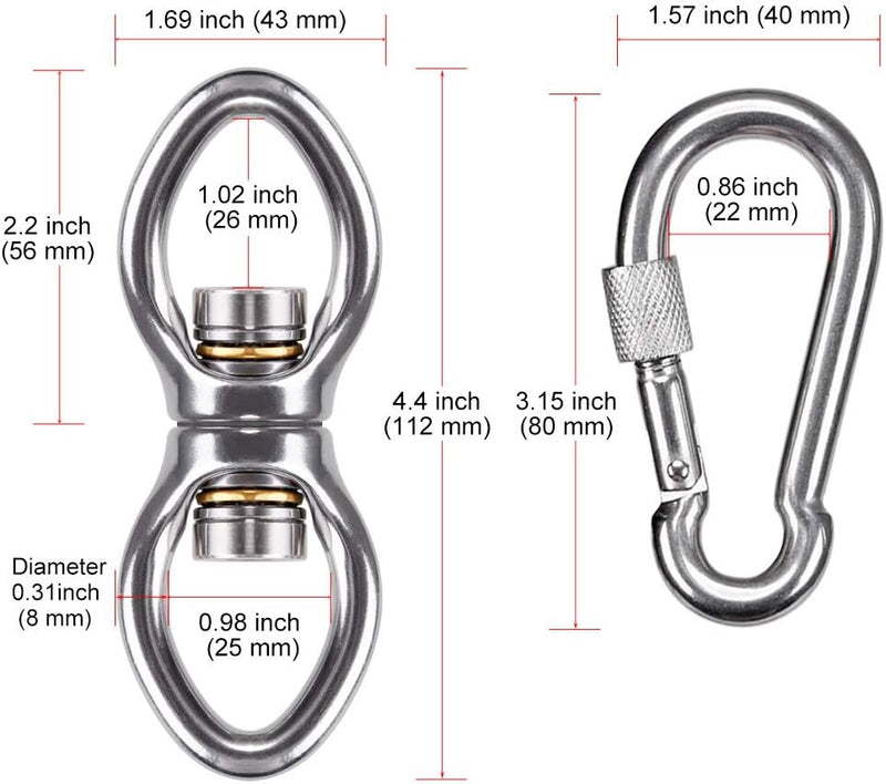 Laden Sie das Bild in Galerie -Viewer, Schommelwartel 360° draaibaar – rvs ophangbeugel met lager voor hangstoel, yogaschommel, klimtouw en hangmat
