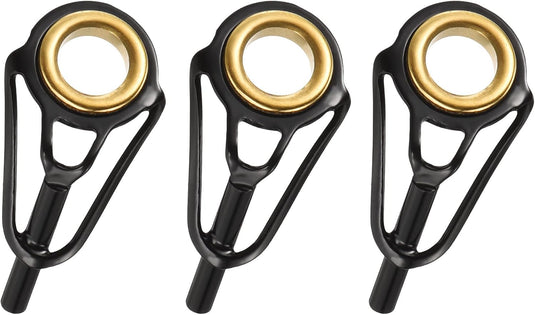 Hengel topogen 3 stuks 1 mm van roestvrij staal zwart-goud – hengeltop reparatieset – visaccessoires